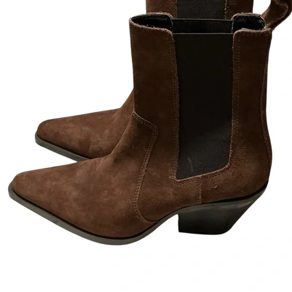ZARA Brown Suede Heeled Ankle Boots in Sz 36 (6) - Picture 9 of 9